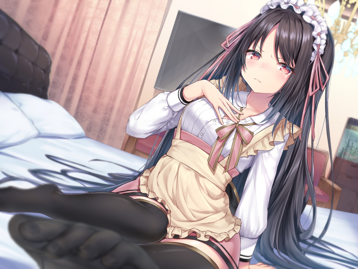 agehachou breast_hold feet maid thighhighs topia