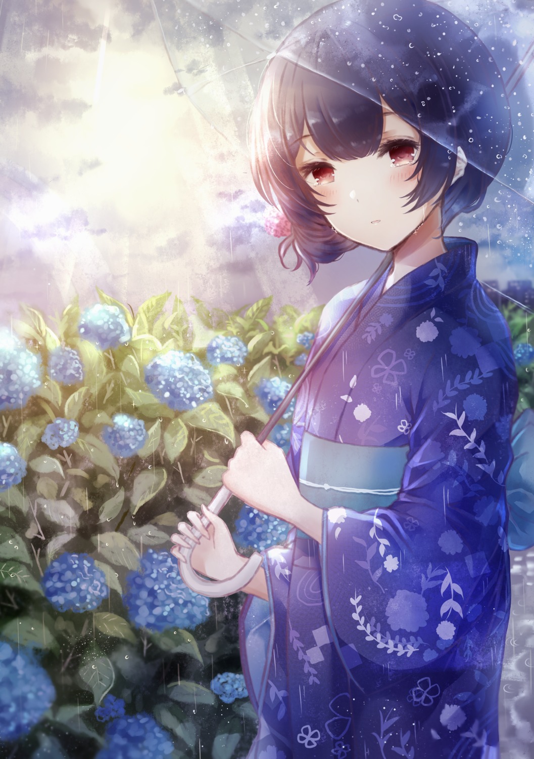 kimono morino_rinze namamake the_idolm@ster the_idolm@ster_shiny_colors umbrella