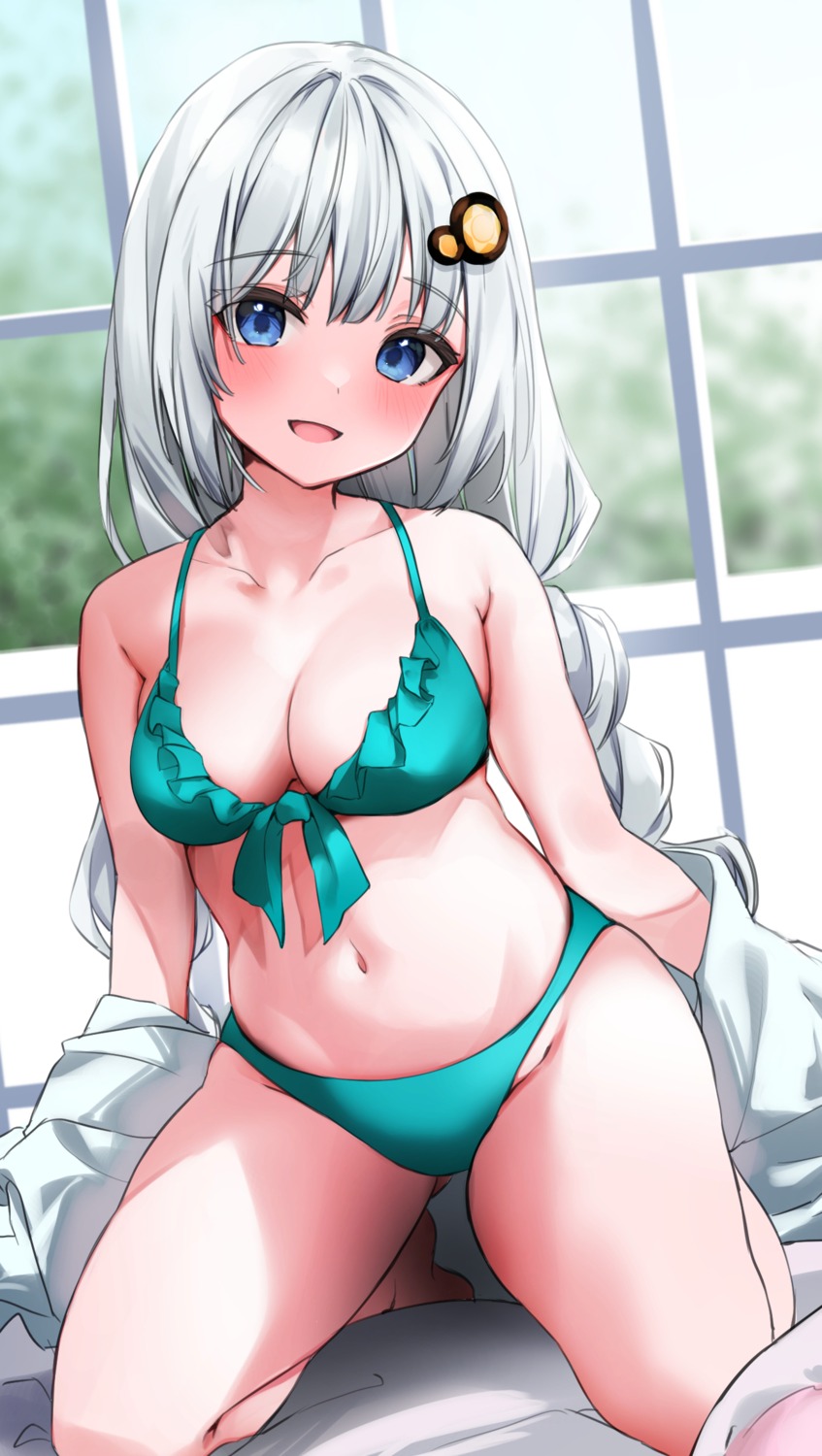 azuma_hiryu bikini kizuna_akari open_shirt swimsuits voiceroid