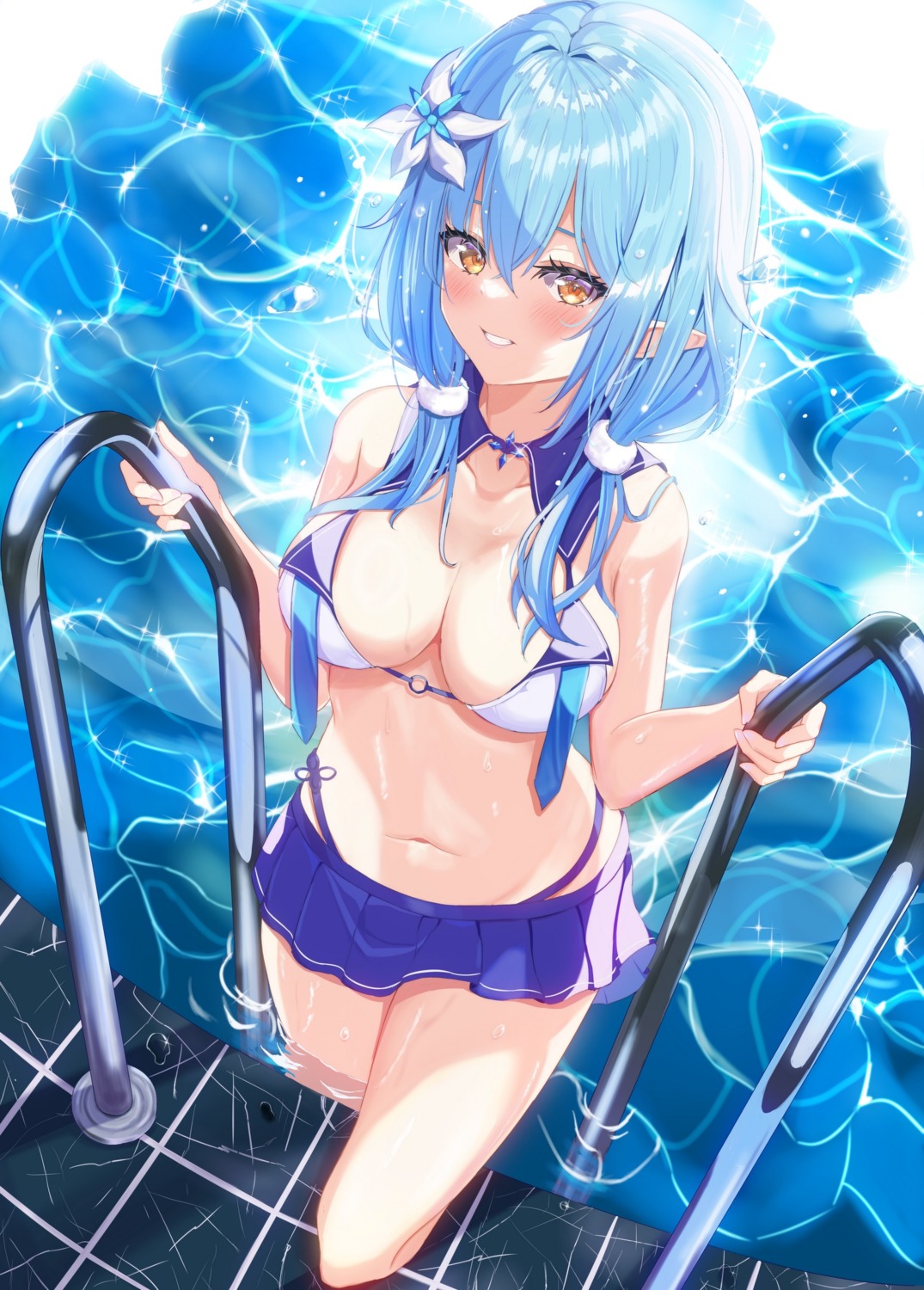 bikini cotolet elf hololive pointy_ears swimsuits wet yukihana_lamy