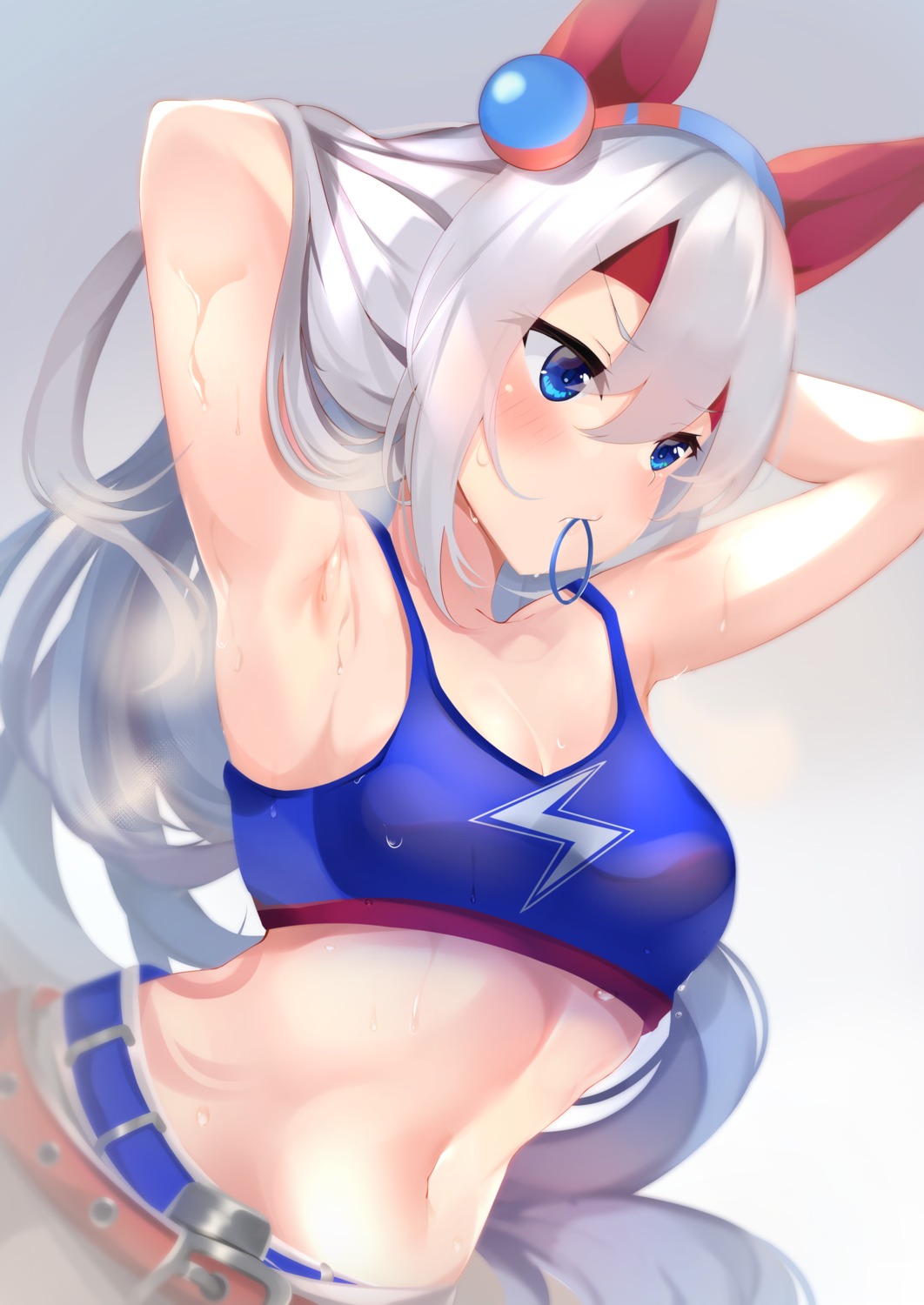 animal_ears bra cleavage moneko1107 tamamo_cross_(umamusume) uma_musume_pretty_derby