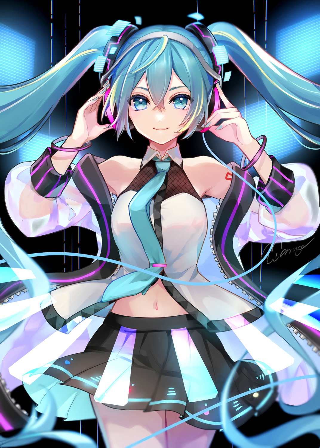 hatsune_miku headphones mamo tattoo vocaloid