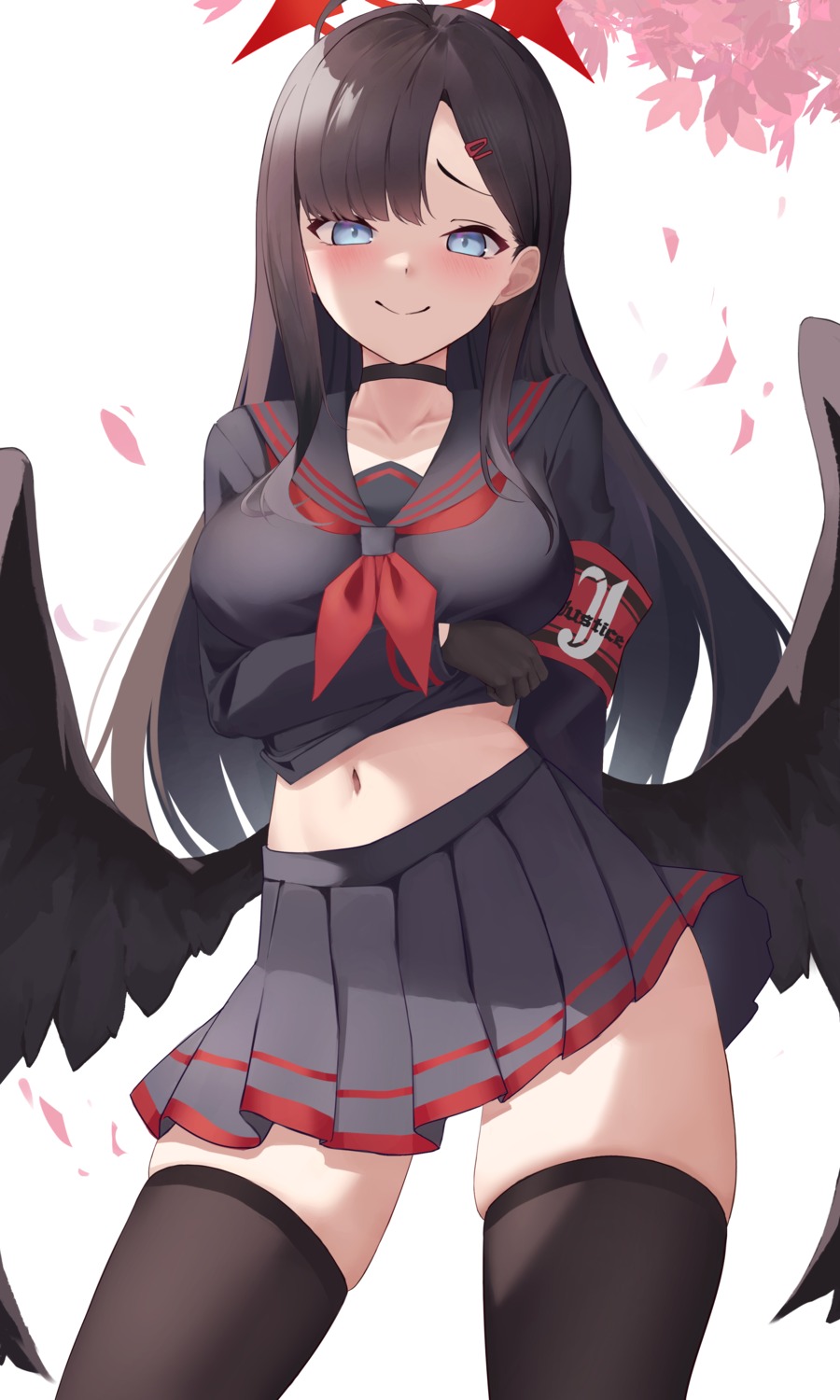 angel blue_archive jixo_(user_nzhc8728) nakamasa_ichika seifuku thighhighs wings