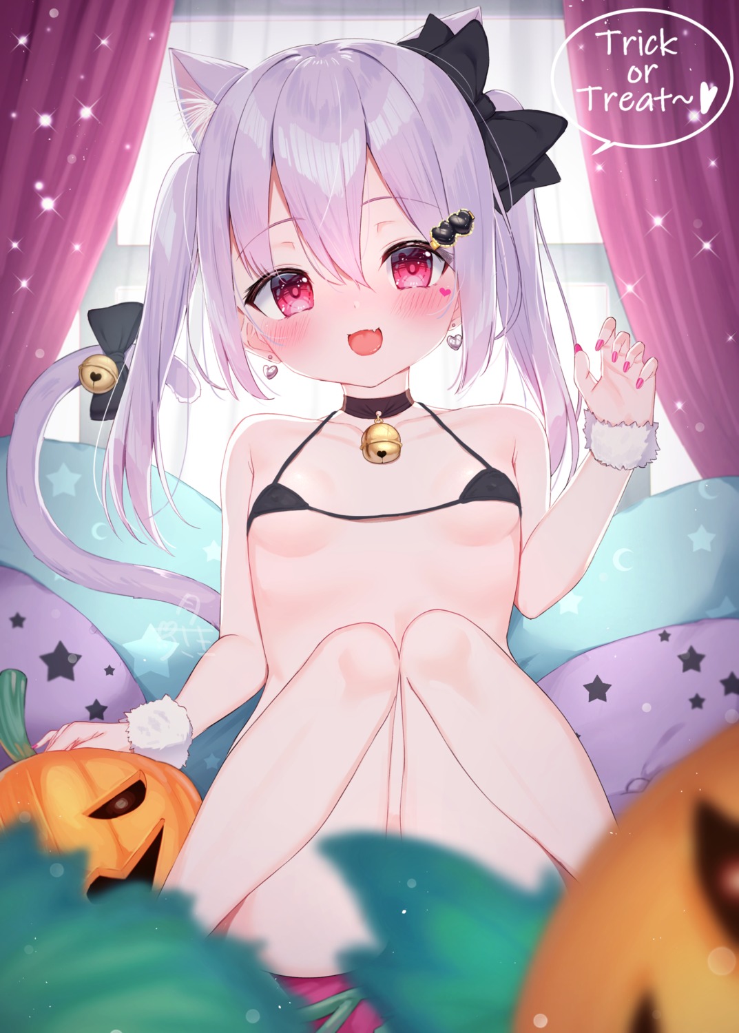 animal_ears bottomless bra censored erect_nipples halloween loli nekomimi tail tsuki_usagi