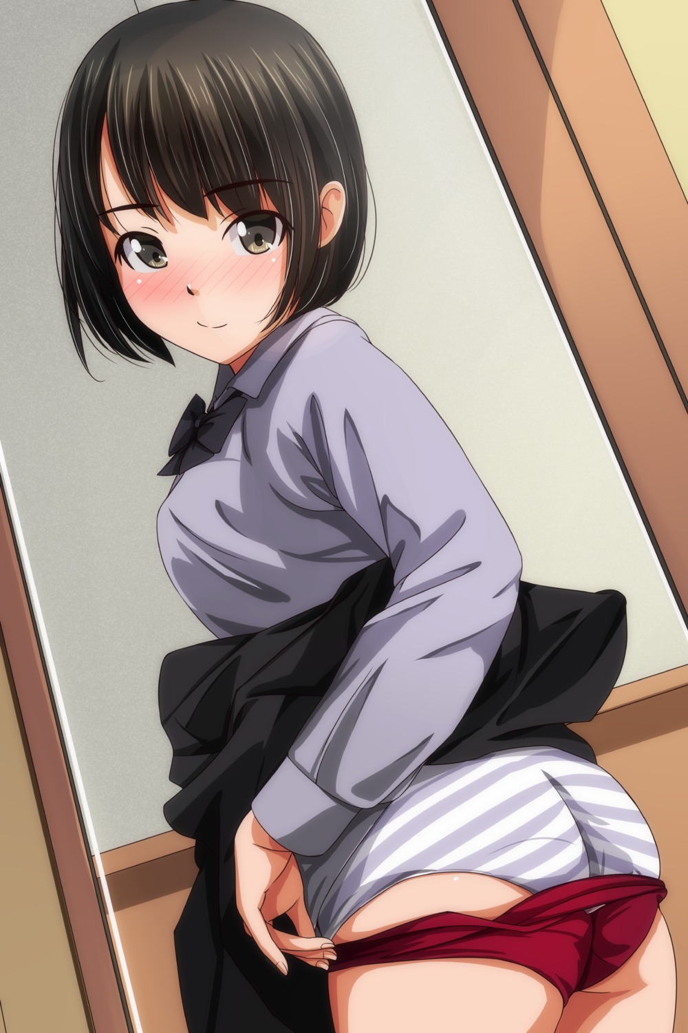ass buruma matsunaga_kouyou pantsu seifuku shimapan skirt_lift undressing