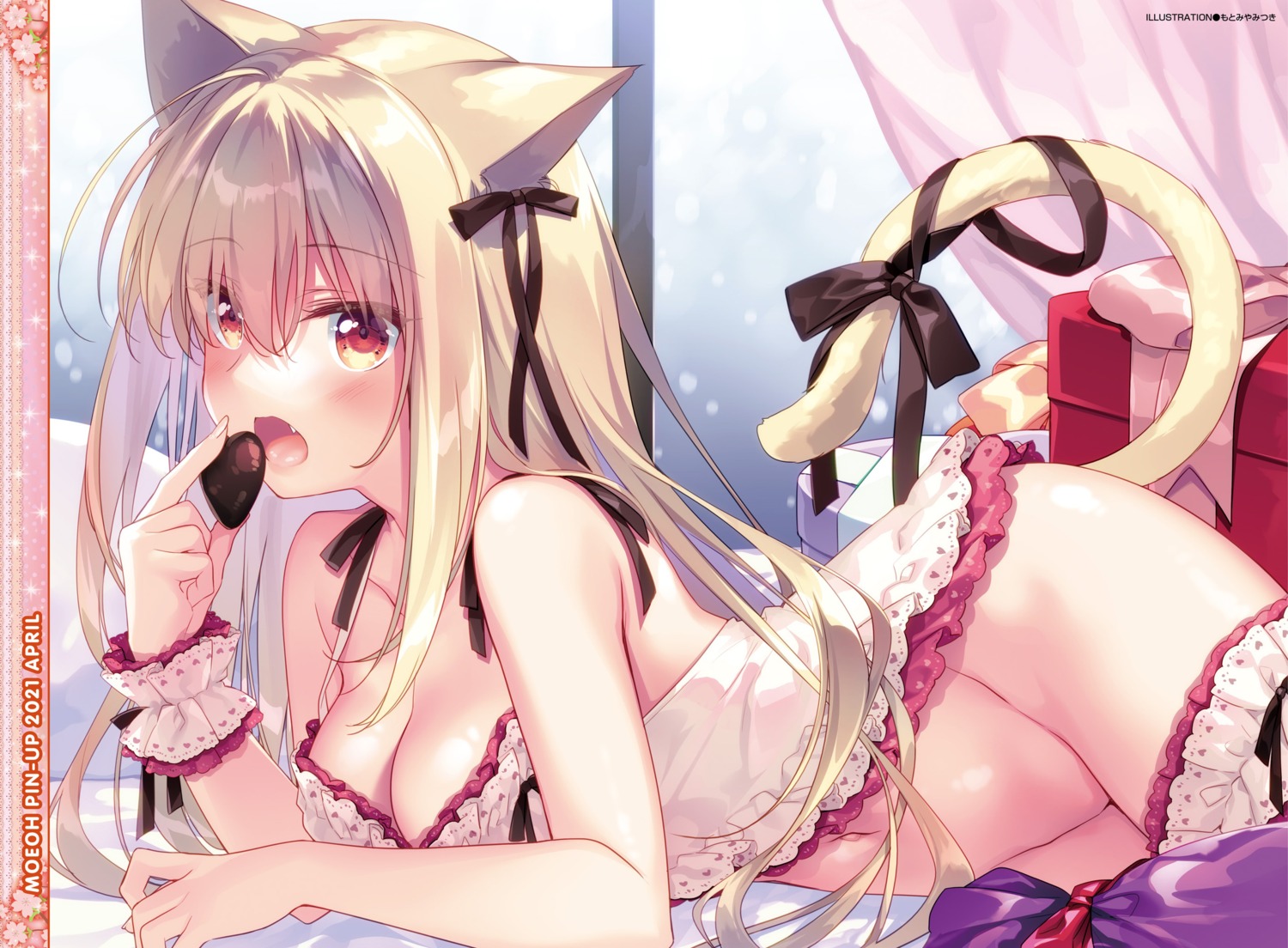 animal_ears bottomless garter lingerie motomiya_mitsuki nekomimi no_bra tail