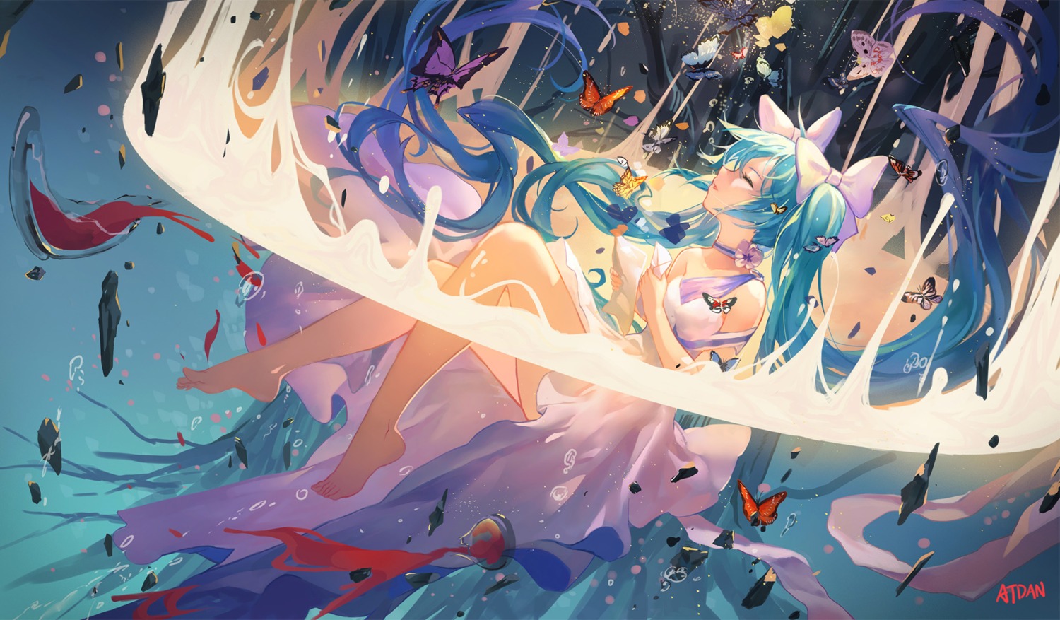 atdan dress hatsune_miku vocaloid wet