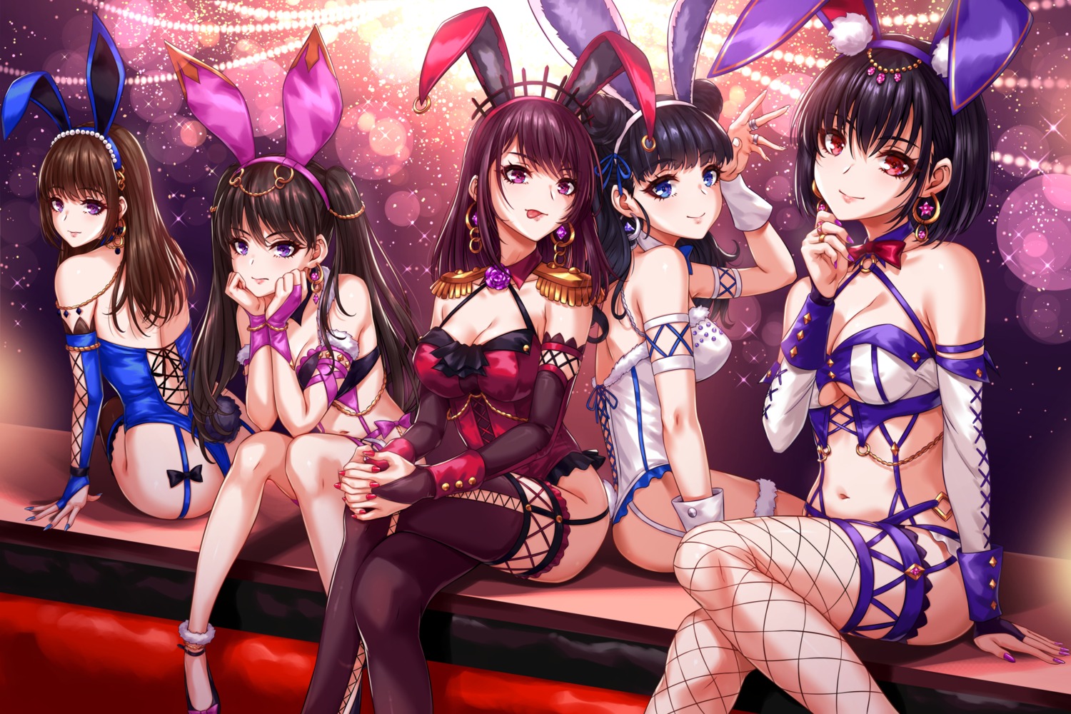 animal_ears bunny_ears bunny_girl fishnets no_bra sakiyamama stockings tail thighhighs