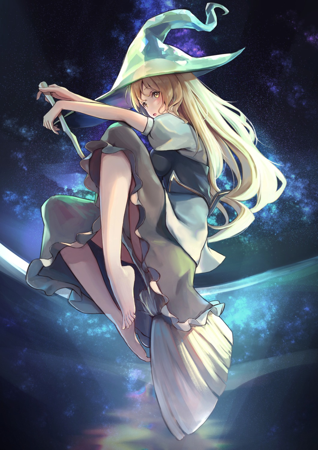 feet kirisame_marisa risa_(pixiv23908854) skirt_lift touhou witch