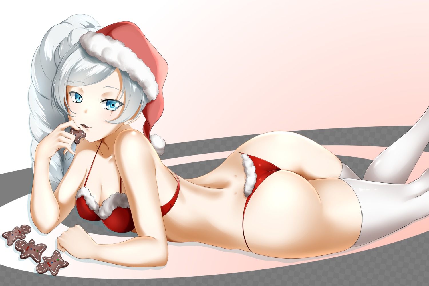 alfred_cullado ass bikini christmas cleavage rwby swimsuits thighhighs thong weiss_schnee