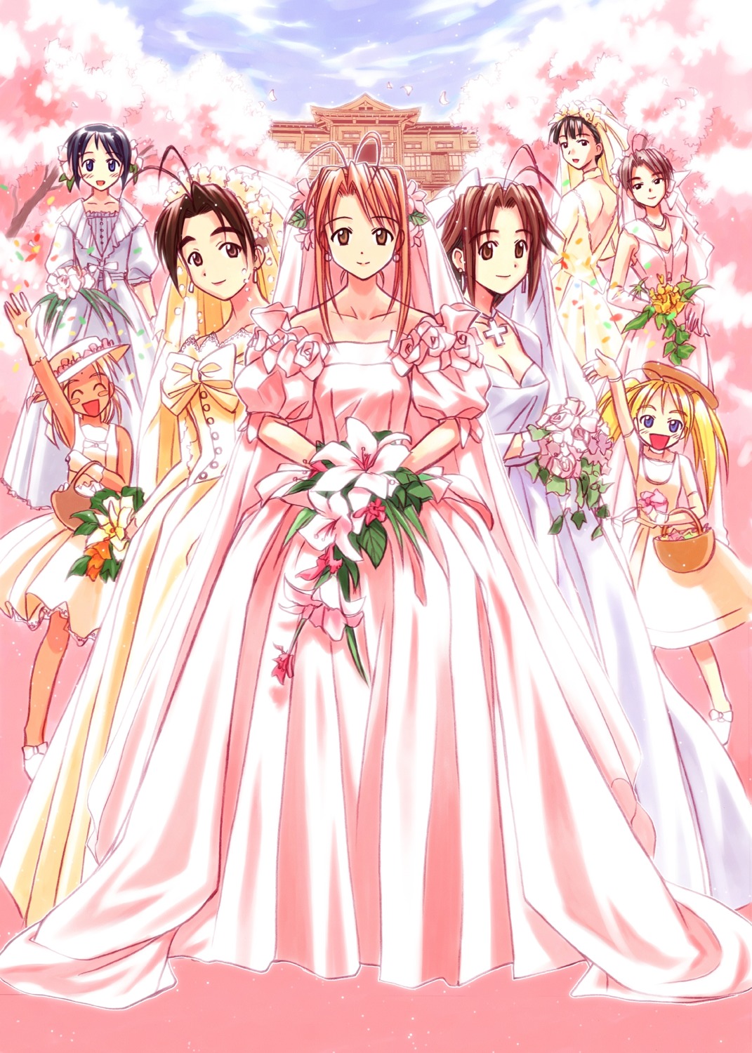 akamatsu_ken aoyama_motoko cleavage dress fujisawa_mizuho kaolla_su konno_mitsune love_hina maehara_shinobu narusegawa_naru otohime_mutsumi sarah_mcdougal wedding_dress