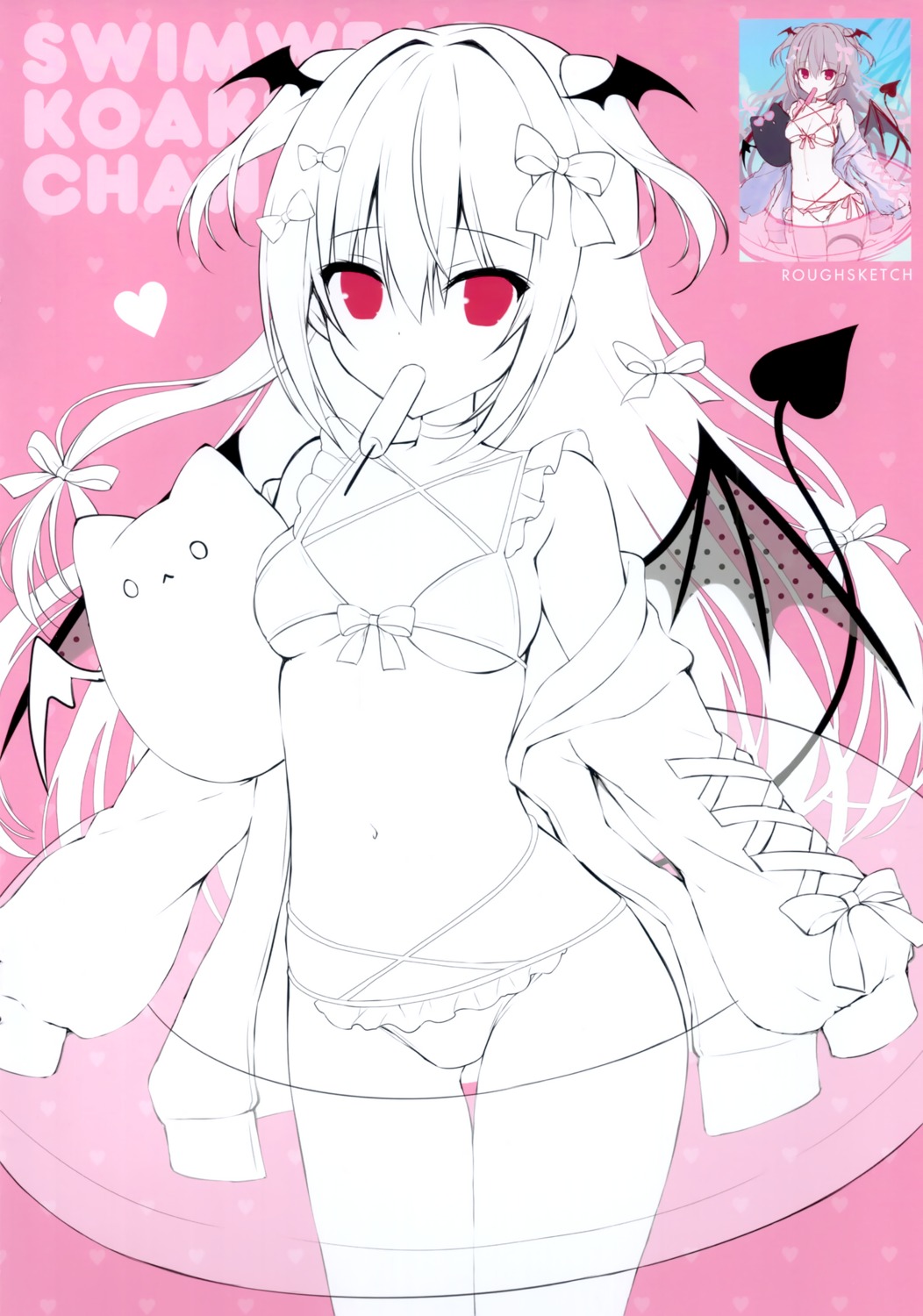 bikini devil hasune hasuneya open_shirt sketch swimsuits tail wings