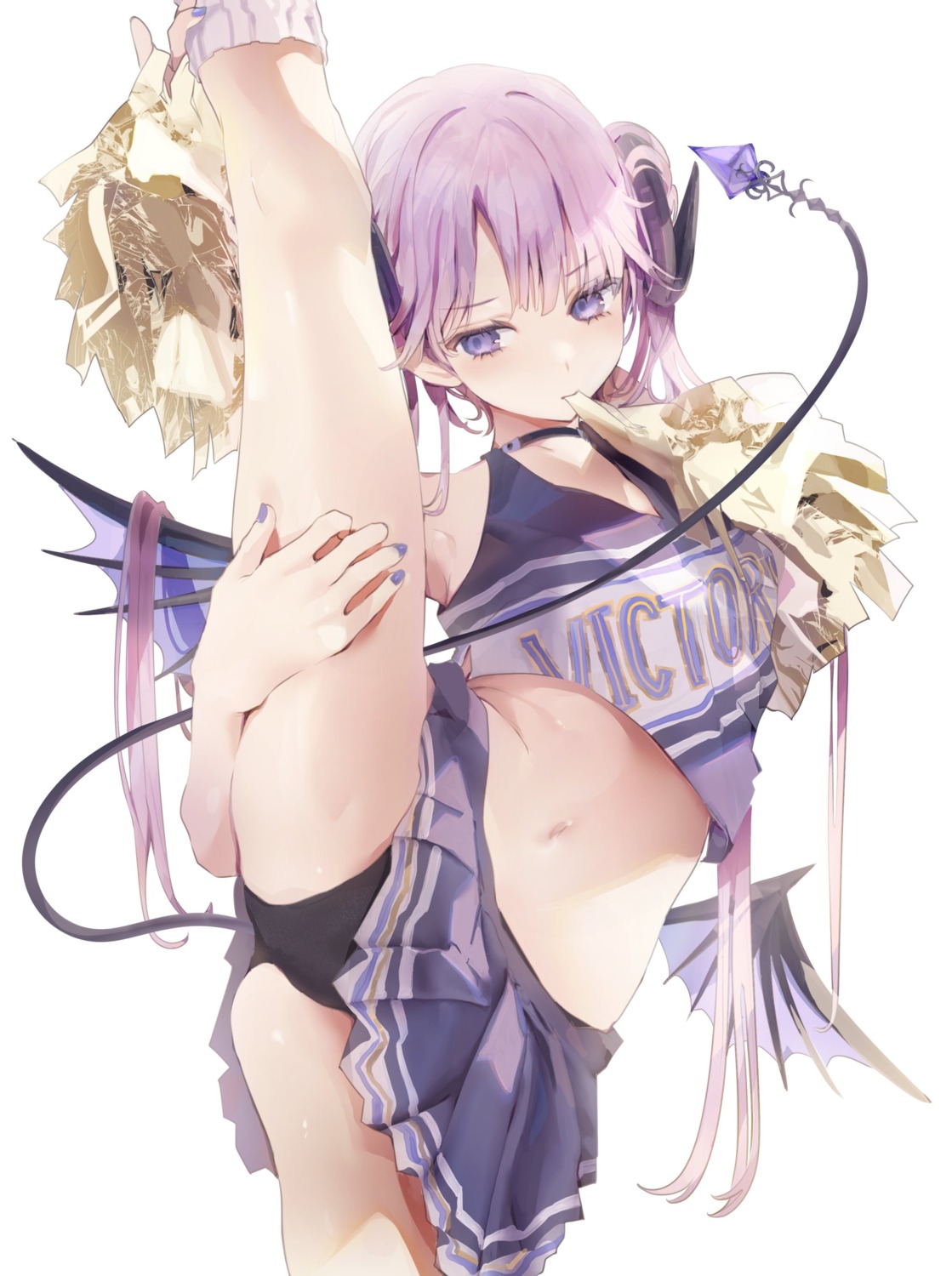 cheerleader horns iijima_masashi pantsu skirt_lift tail wings