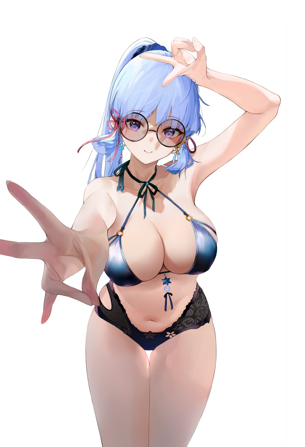 bikini eggs_zero genshin_impact kamisato_ayaka megane swimsuits