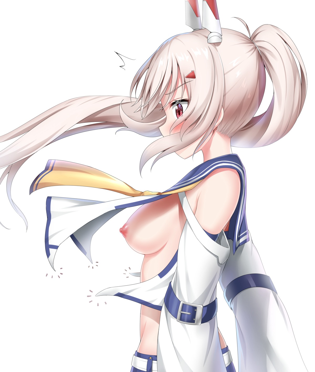 ayanami_(azur_lane) azur_lane breasts nedia_r nipples no_bra seifuku wardrobe_malfunction