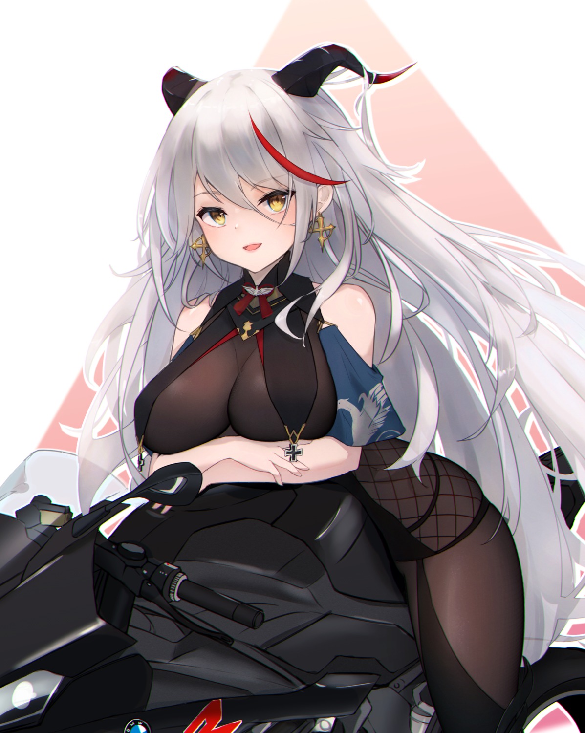 aegir_(azur_lane) azur_lane bodysuit horns no_bra ru_yan see_through