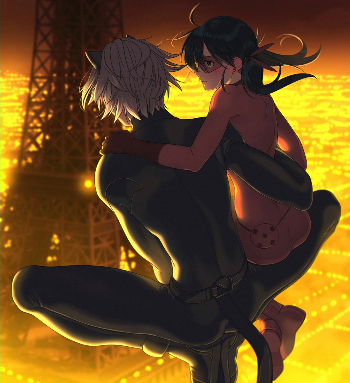 aconitea adrien_agreste animal_ears bodysuit cat_noir ladybug marinette_cheng miraculous_ladybug nekomimi