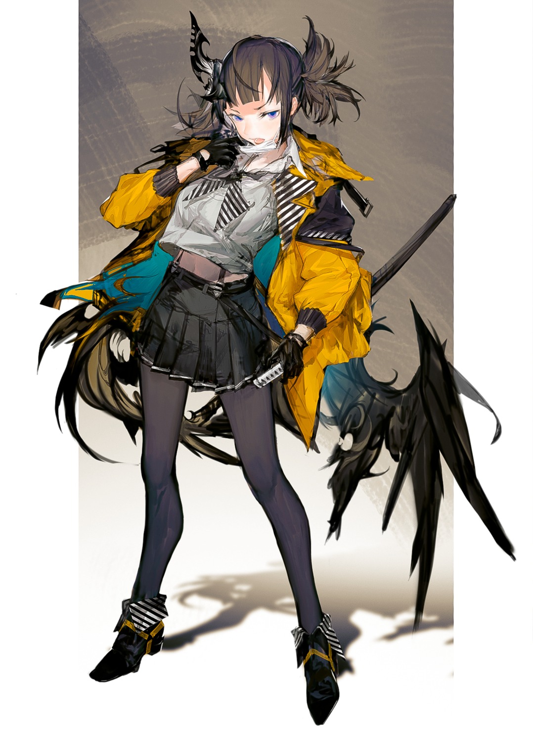 heels horns nonokuro pantyhose sword wings