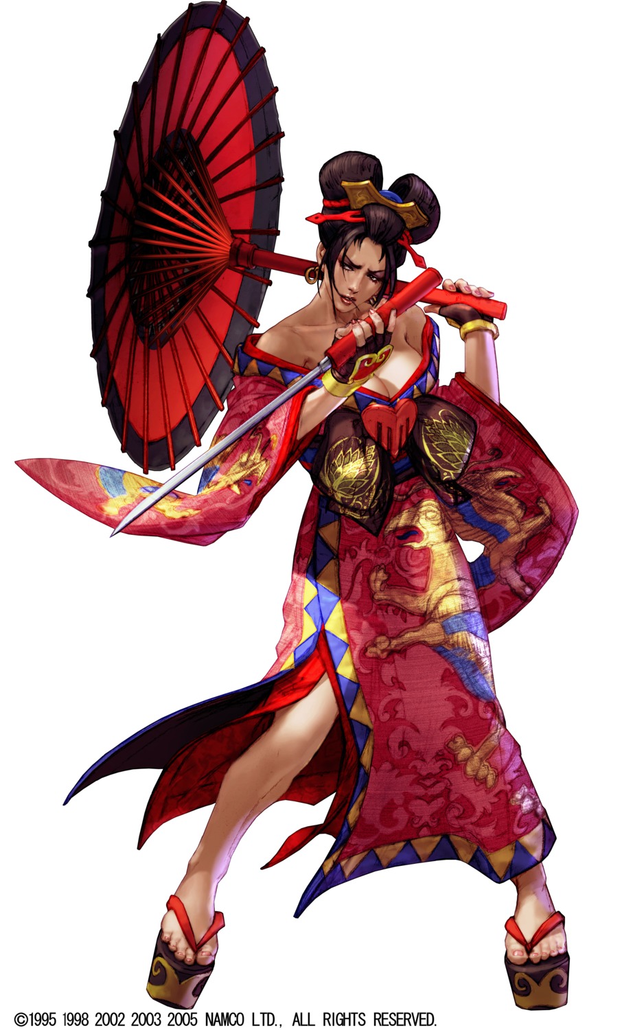 cleavage feet kawano_takuji kimono namco setsuka soul_calibur soul_calibur_iii sword weapon