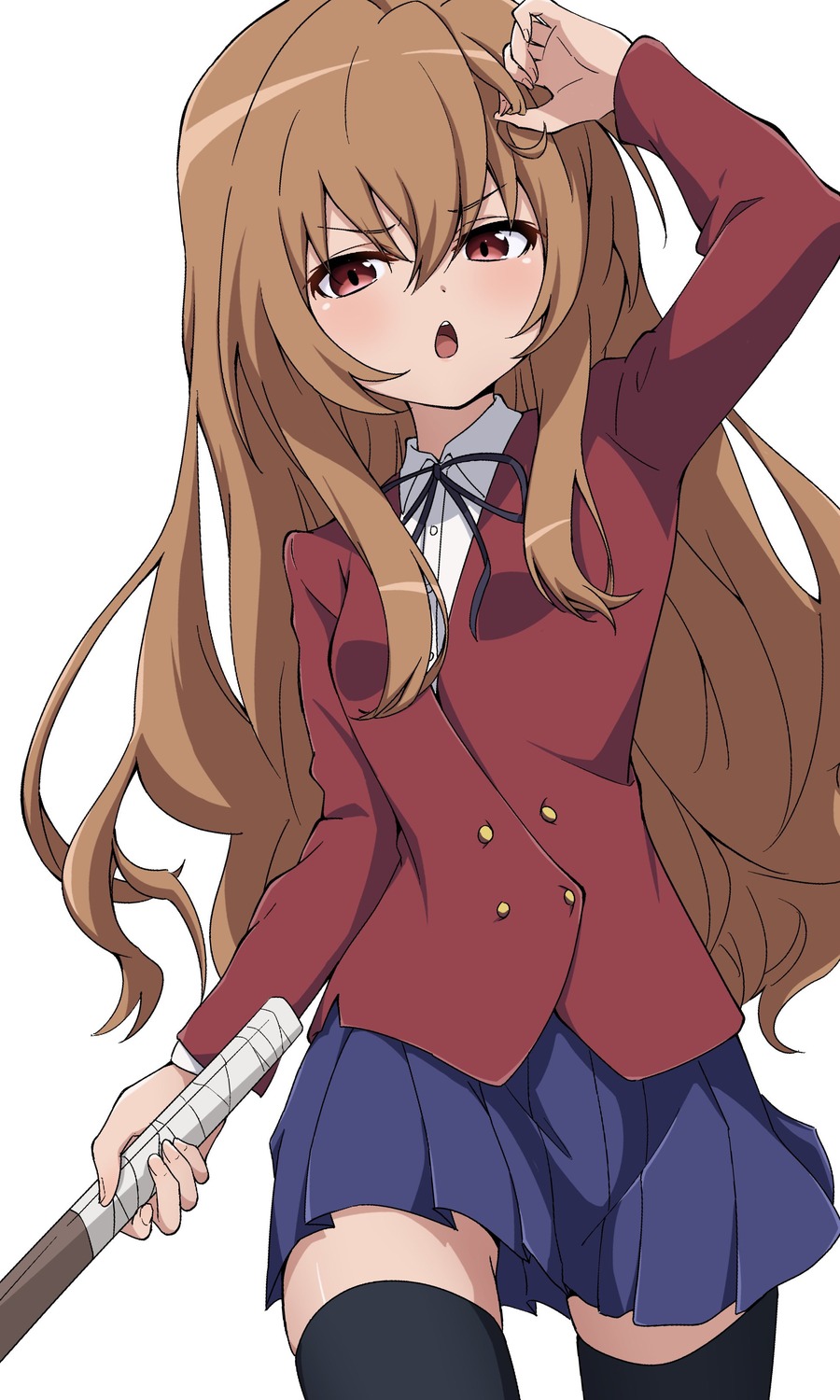 aisaka_taiga nijizuki_shino seifuku sword thighhighs toradora!