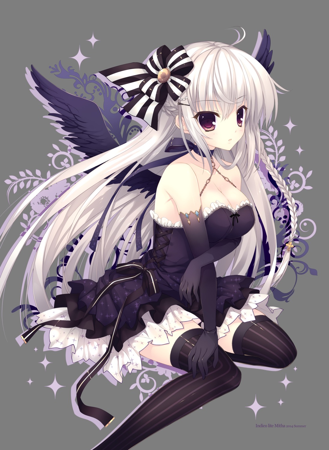 cleavage dress mitha thighhighs transparent_png wings