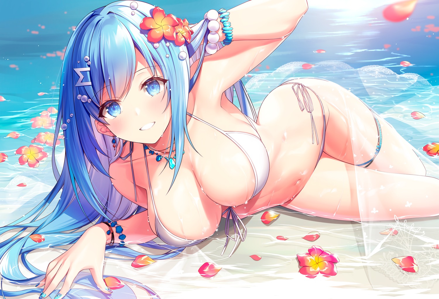 bikini emori_miku emori_miku_project garter kagachi_saku swimsuits wet