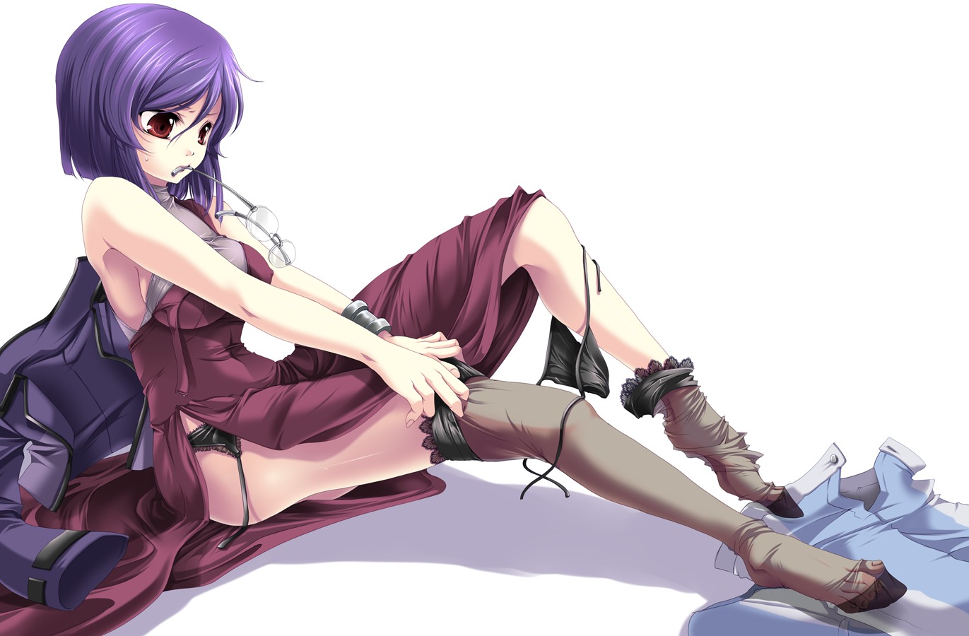 erect_nipples feet garter_belt genderswap gundam gundam_00 nopan shinolion stockings thighhighs tieria_erde undressing