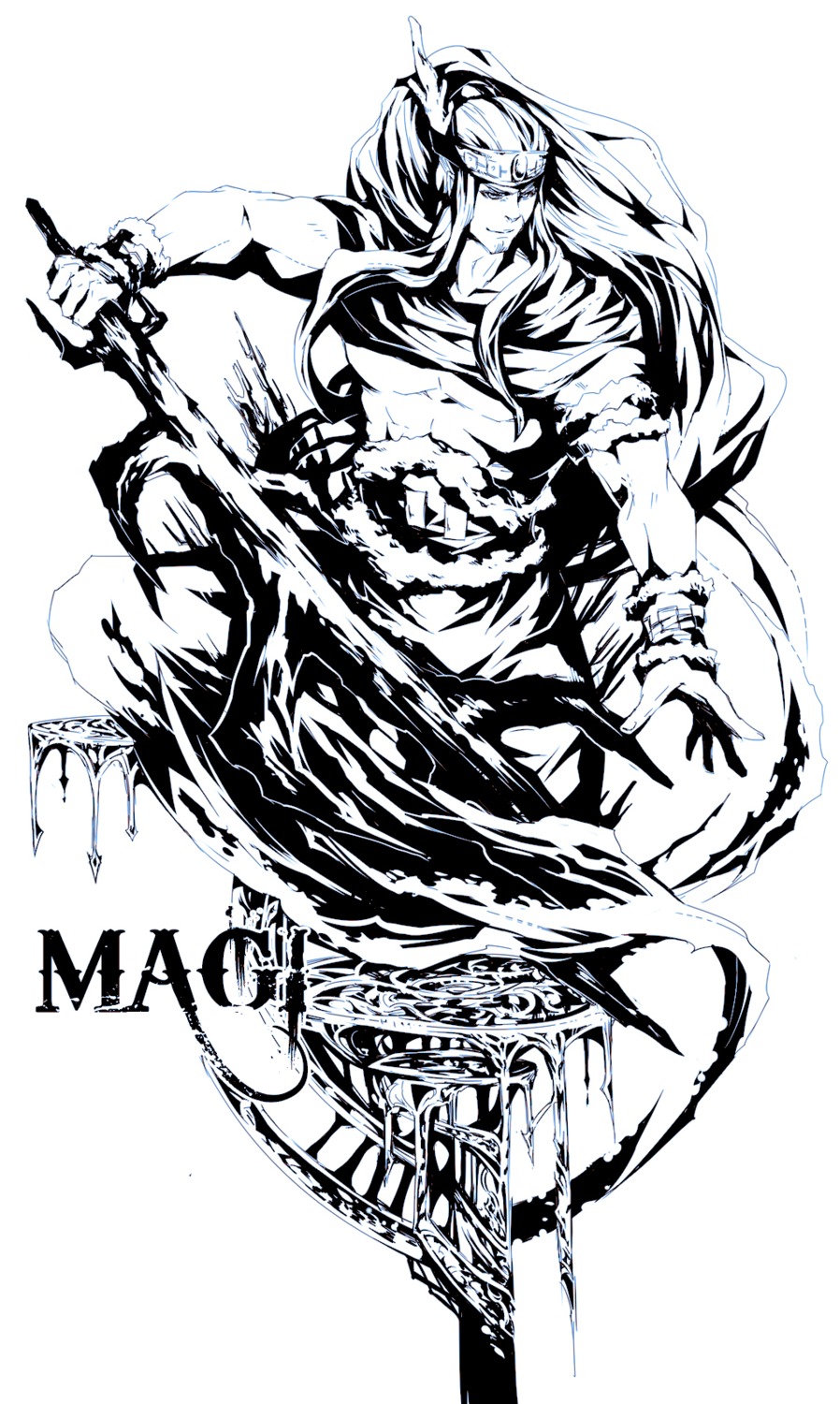 garasu hinahoho magi_the_labyrinth_of_magic male monochrome sword