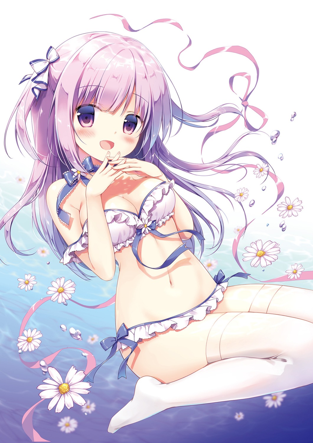 bikini breast_hold canvas+garden miyasaka_nako sayaka_(canvas+garden) swimsuits thighhighs