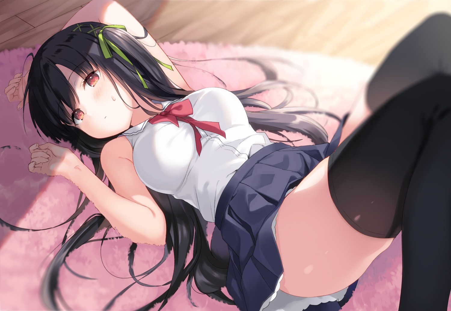 kurasawa_moko seifuku skirt_lift thighhighs