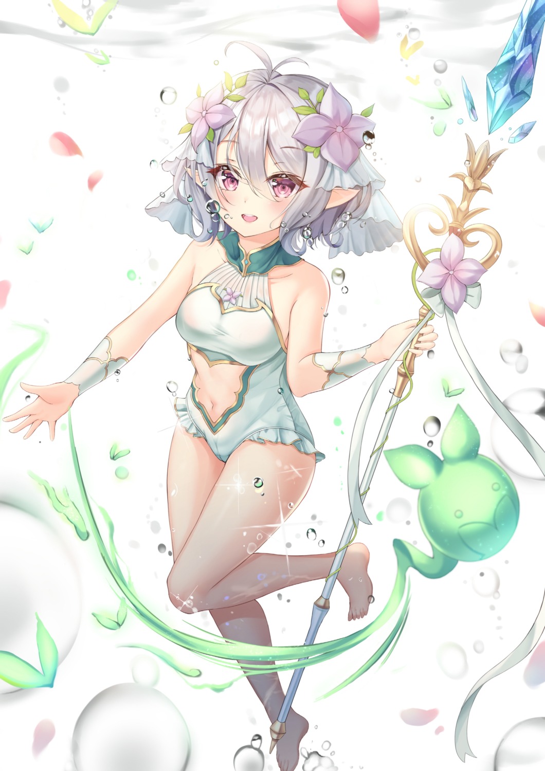 bnari kokkoro pointy_ears princess_connect princess_connect!_re:dive swimsuits weapon