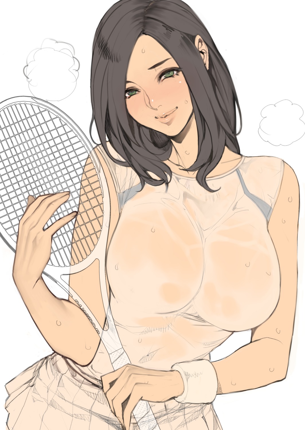 no_bra oda_non see_through tennis wet_clothes