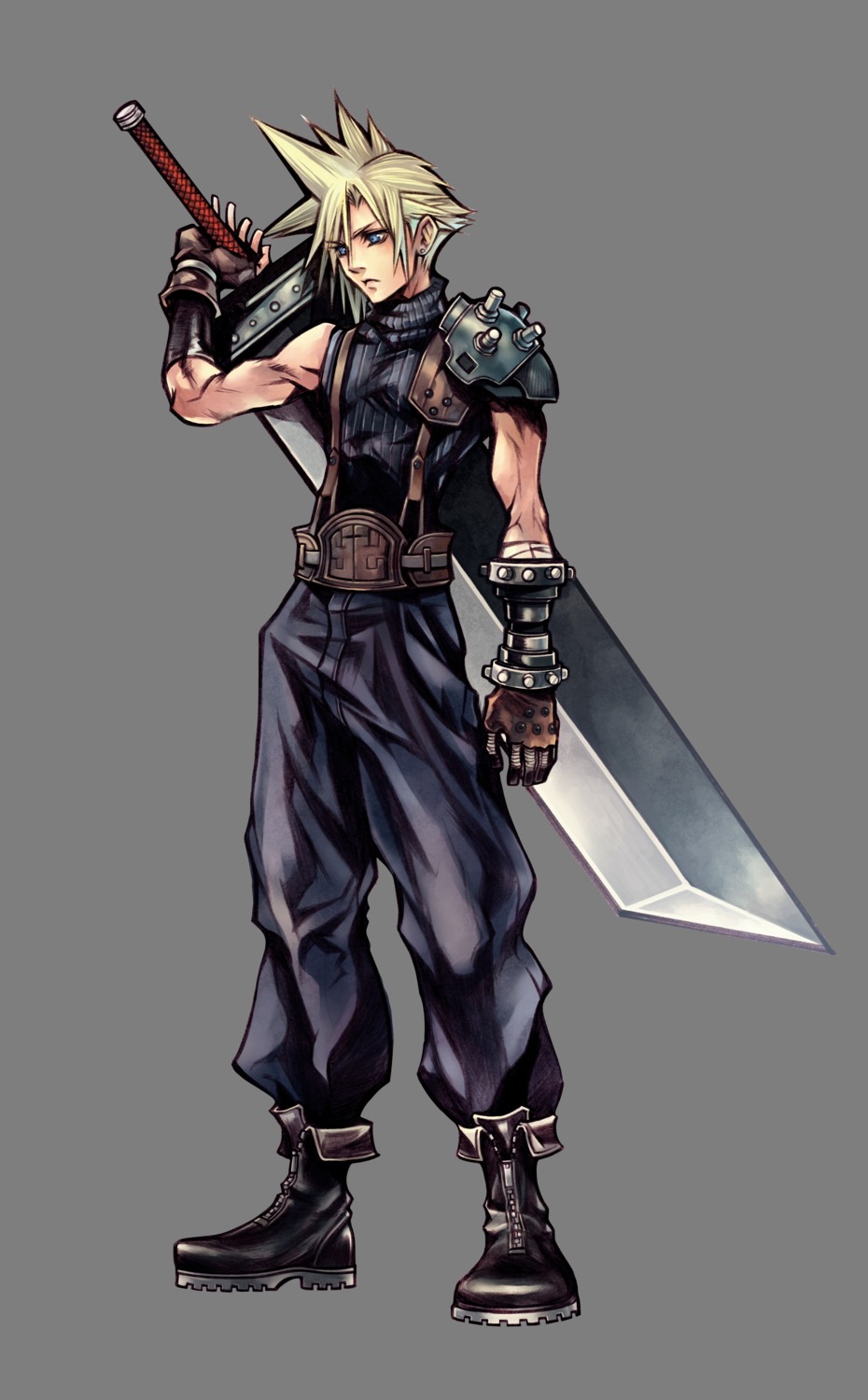 armor cloud_strife dissidia_final_fantasy final_fantasy final_fantasy_vii male nomura_tetsuya square_enix sword transparent_png