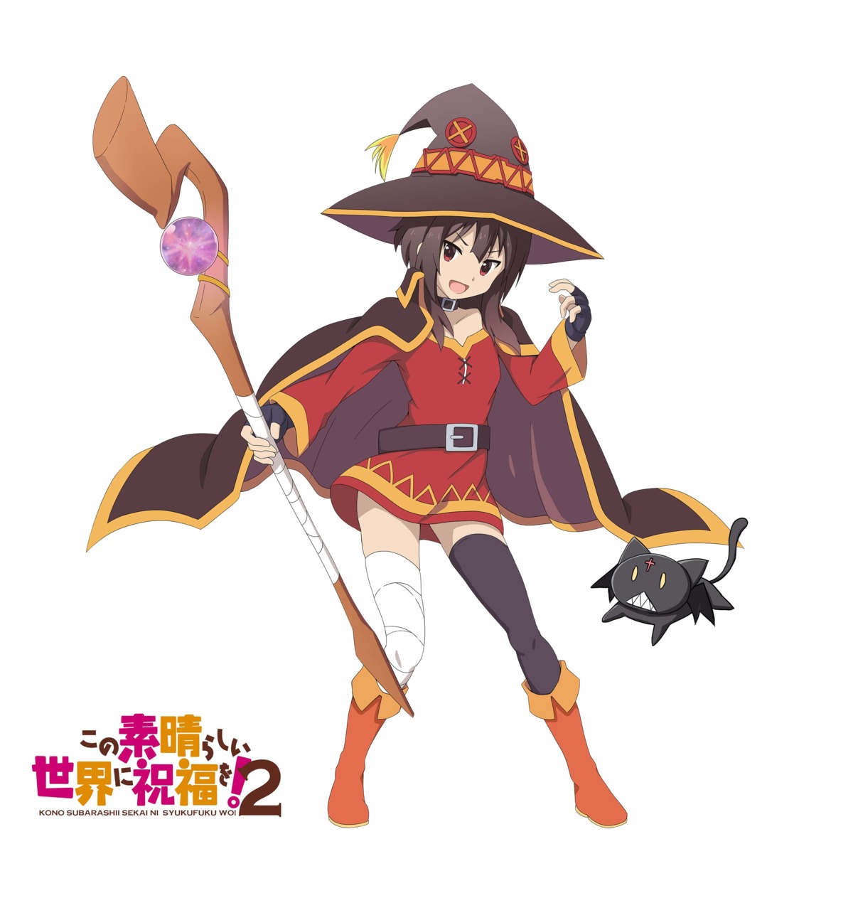 bandages chomusuke dress kono_subarashii_sekai_ni_shukufuku_wo! megumin neko tagme thighhighs weapon witch