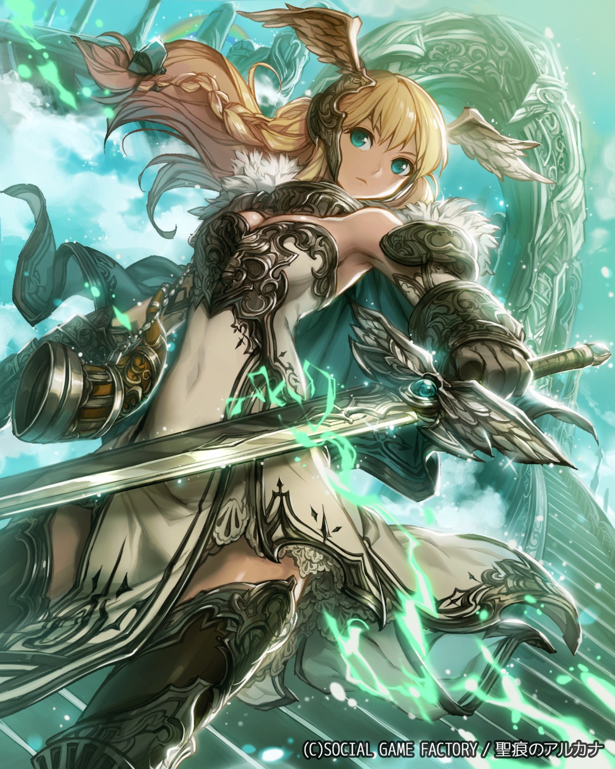 armor cleavage dress lee_hyeseung seikon_no_arcana sword thighhighs