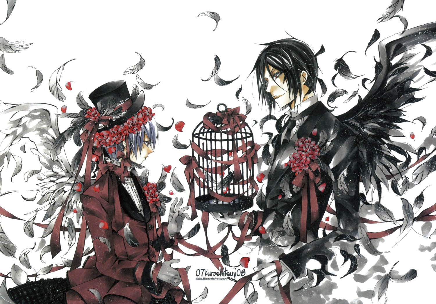 aria_(circle) ciel_phantomhive kuroshitsuji male screening sebastian_michaelis shina_himetsuka wings