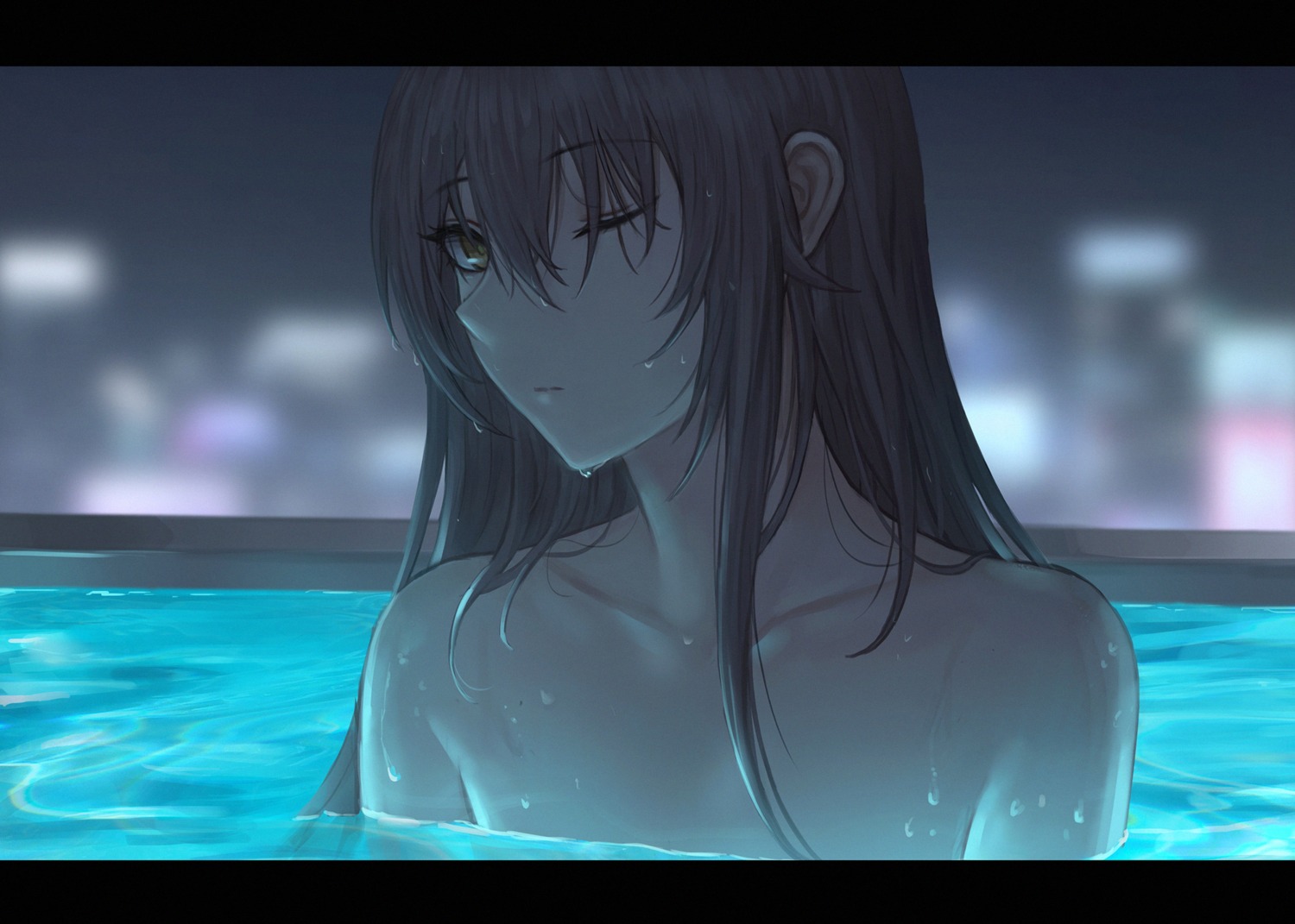 bathing girls_frontline selcky topless ump45_(girls_frontline) wet