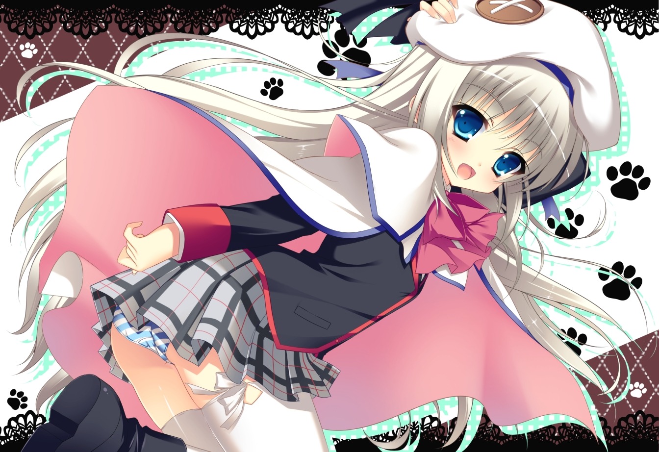 little_busters! noumi_kudryavka pantsu raiou seifuku shimapan thighhighs