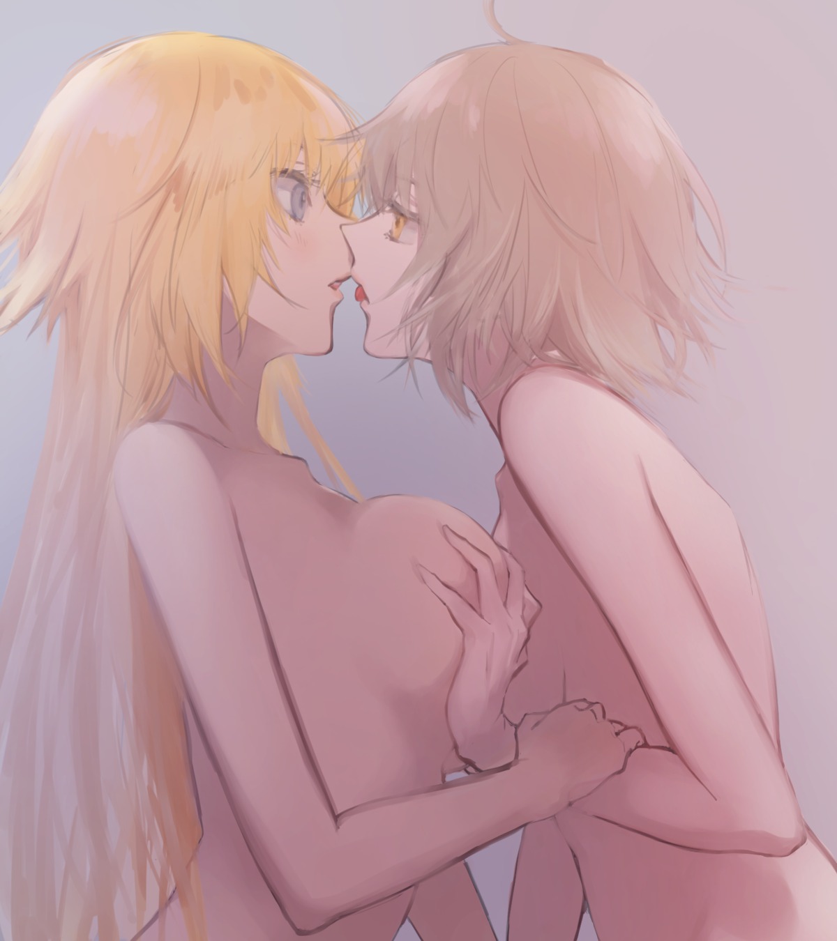 ashita_kura breast_grab fate/apocrypha fate/stay_night jeanne_d'arc jeanne_d'arc_(fate) jeanne_d'arc_alter_(fate) naked yuri