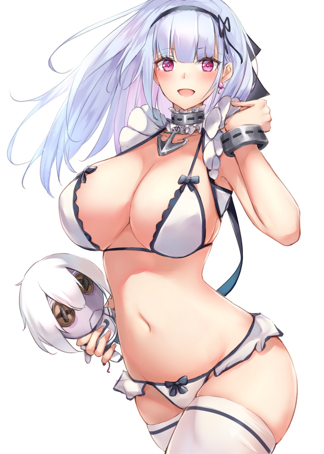 artist_revision azur_lane bikini chibi dido_(azur_lane) ruwoka swimsuits thighhighs