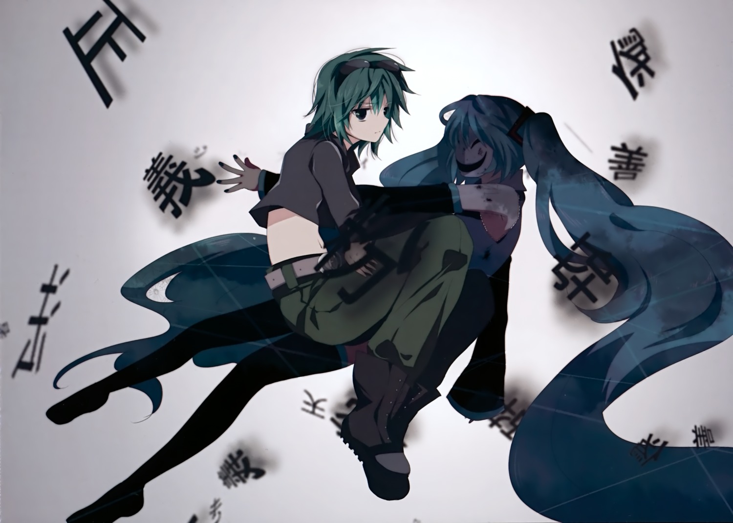 gumi hatsune_miku marirero_a thighhighs vocaloid