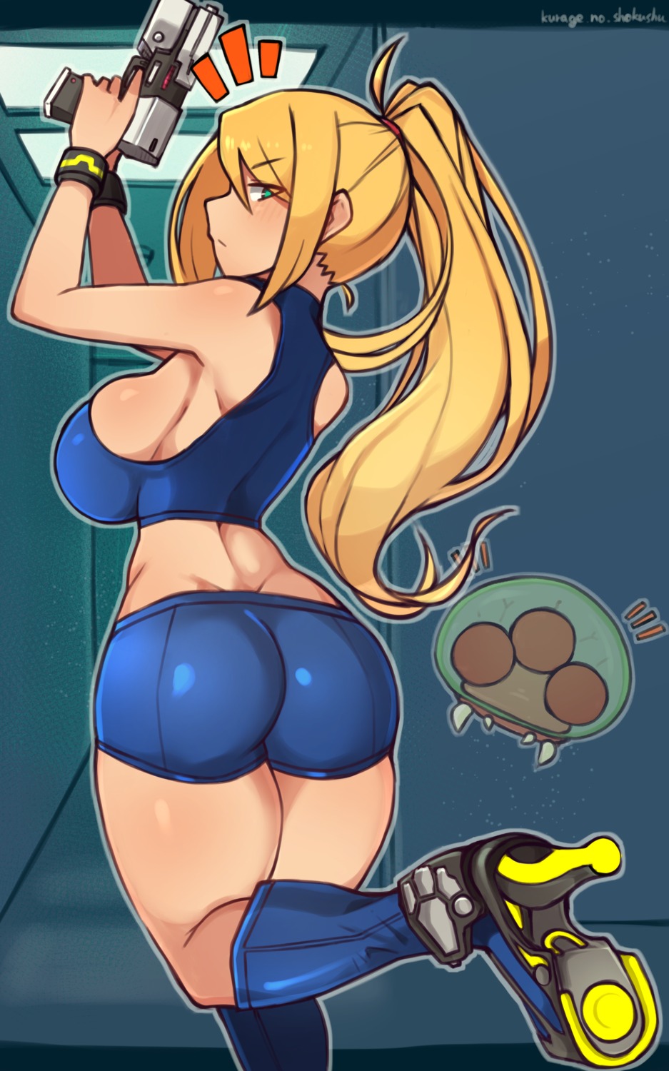 ass gun heels metroid metroid_(creature) samus_aran umitsuki_(kurage_no_shokushu)