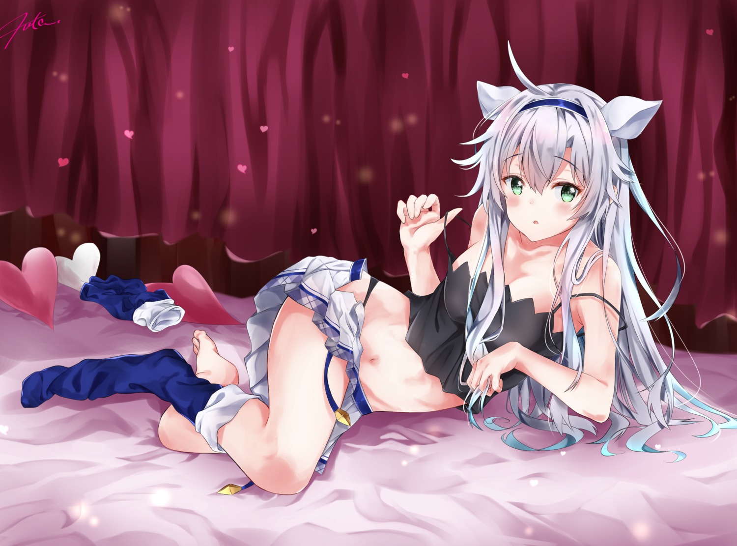 akgotch cleavage pantsu rokudenashi_majutsu_koushi_to_akashic_record seifuku sistina_fibel thighhighs undressing