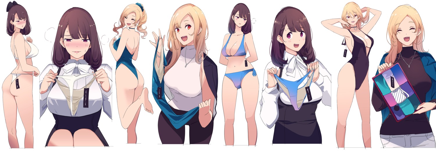 ass bikini cleavage mikoto_akemi sweater swimsuits thong