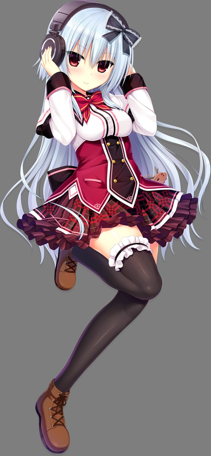 headphones madosoft narumi_toa seifuku thighhighs transparent_png utsunomiya_tsumire wagamama_high_spec