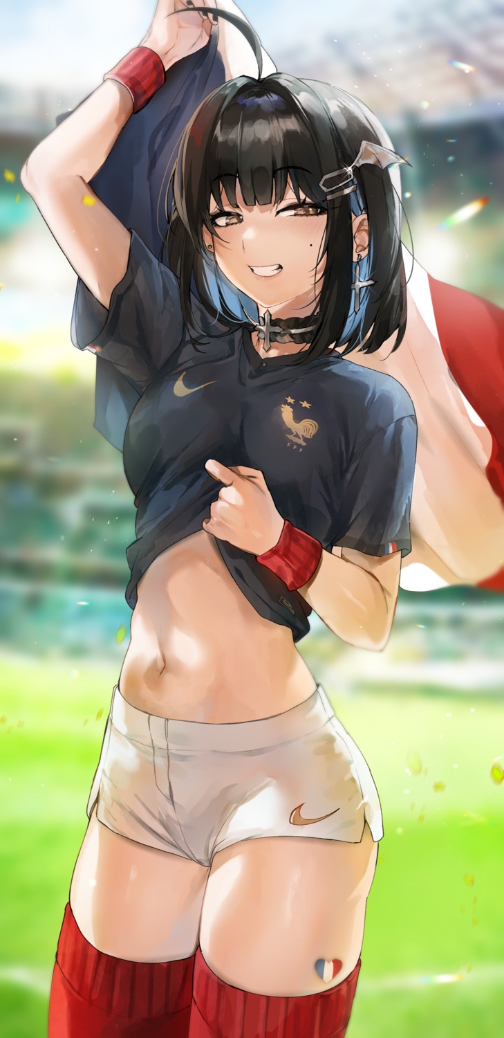 irene_(kanniiepan) kanniiepan shirt_lift thighhighs uniform