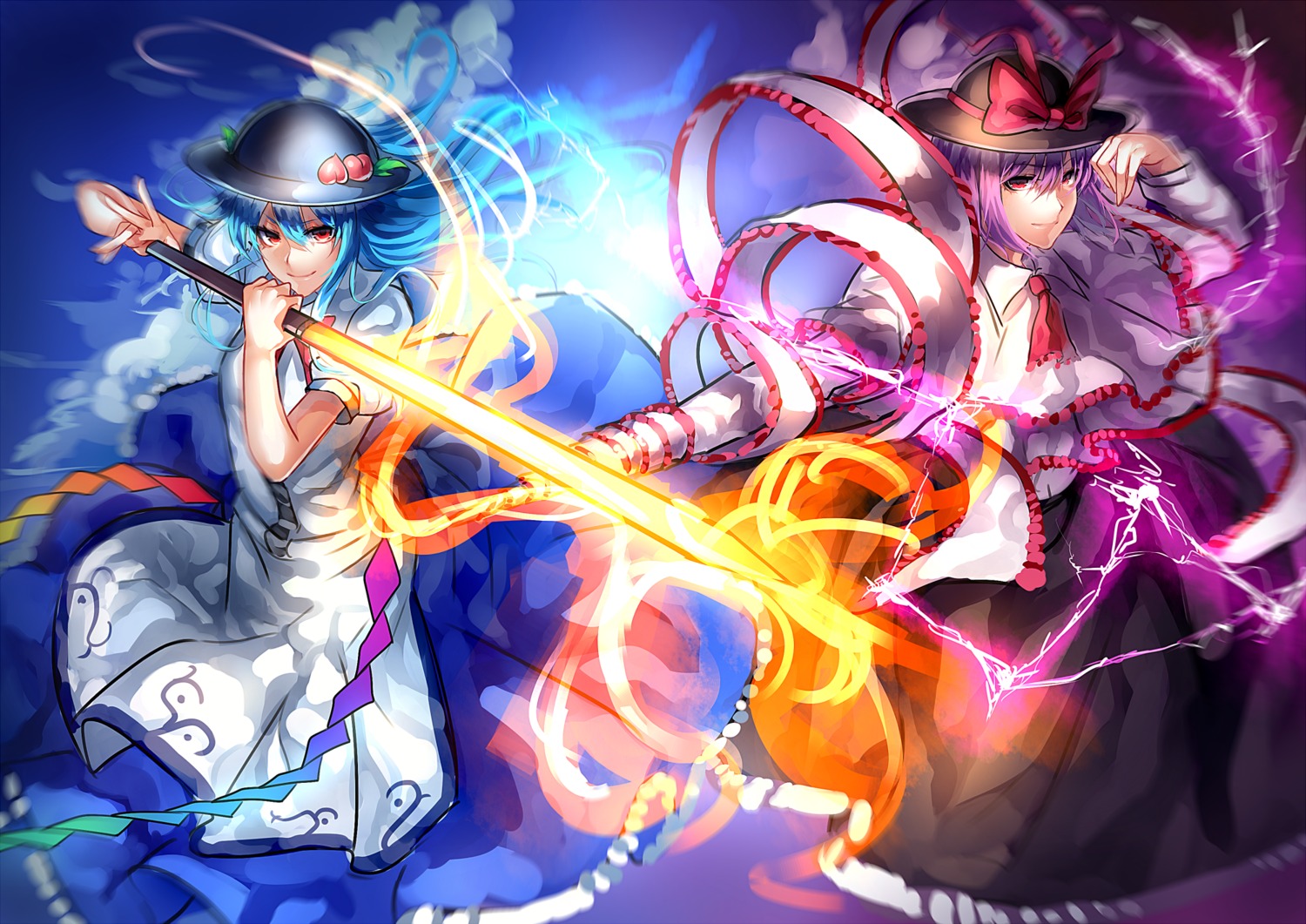 hinanawi_tenshi nagae_iku sword touhou u_u_zan