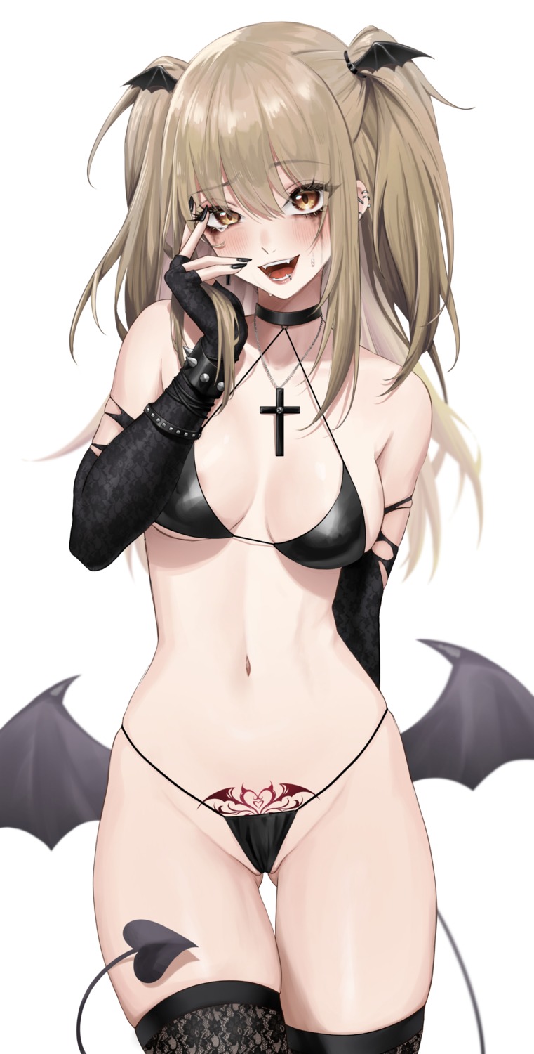 amane_misa bikini death_note devil expulse swimsuits tail tattoo thighhighs thong wings