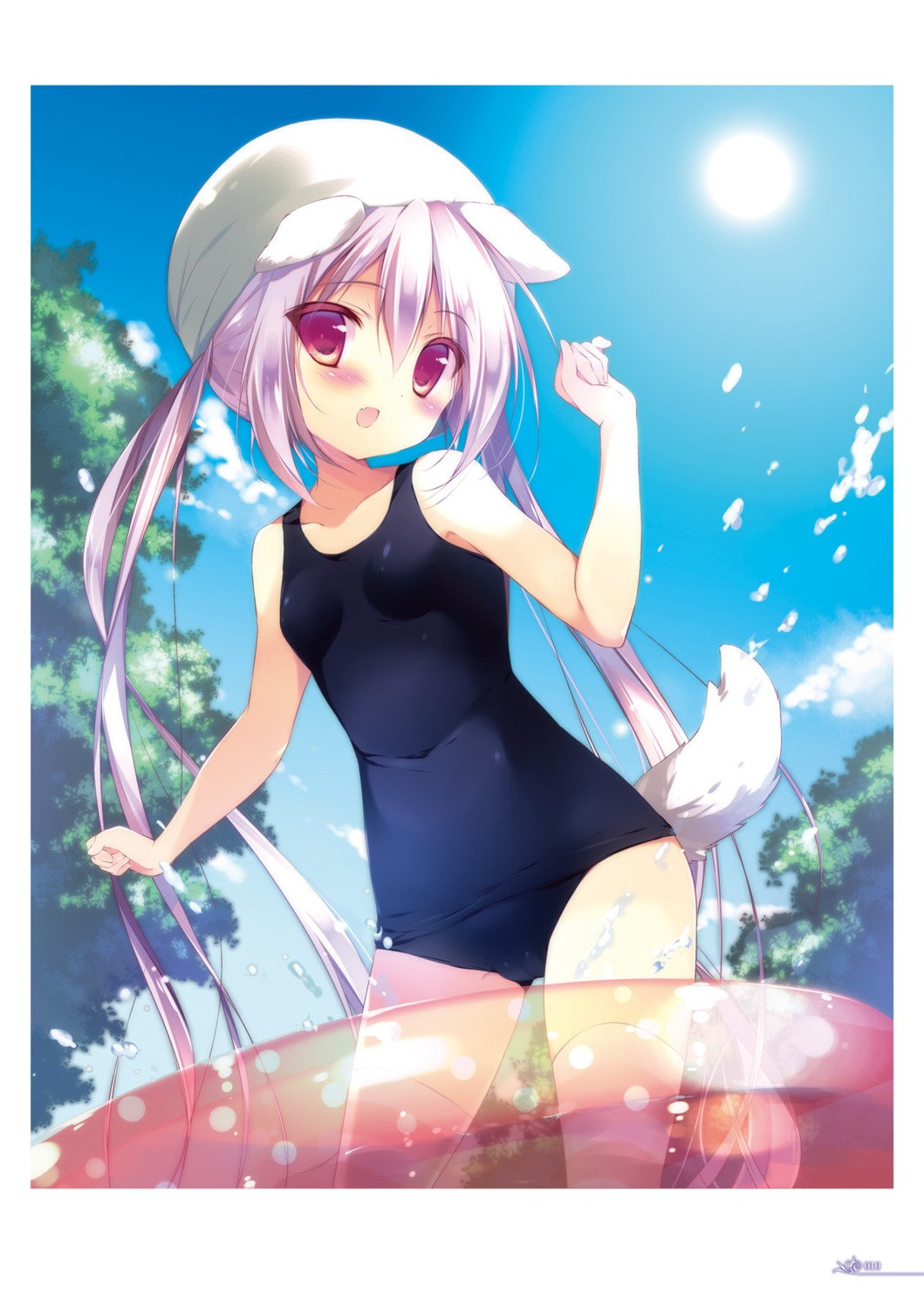 animal_ears cameltoe digital_version school_swimsuit shiratama shiroi_inu swimsuits tail thighhighs