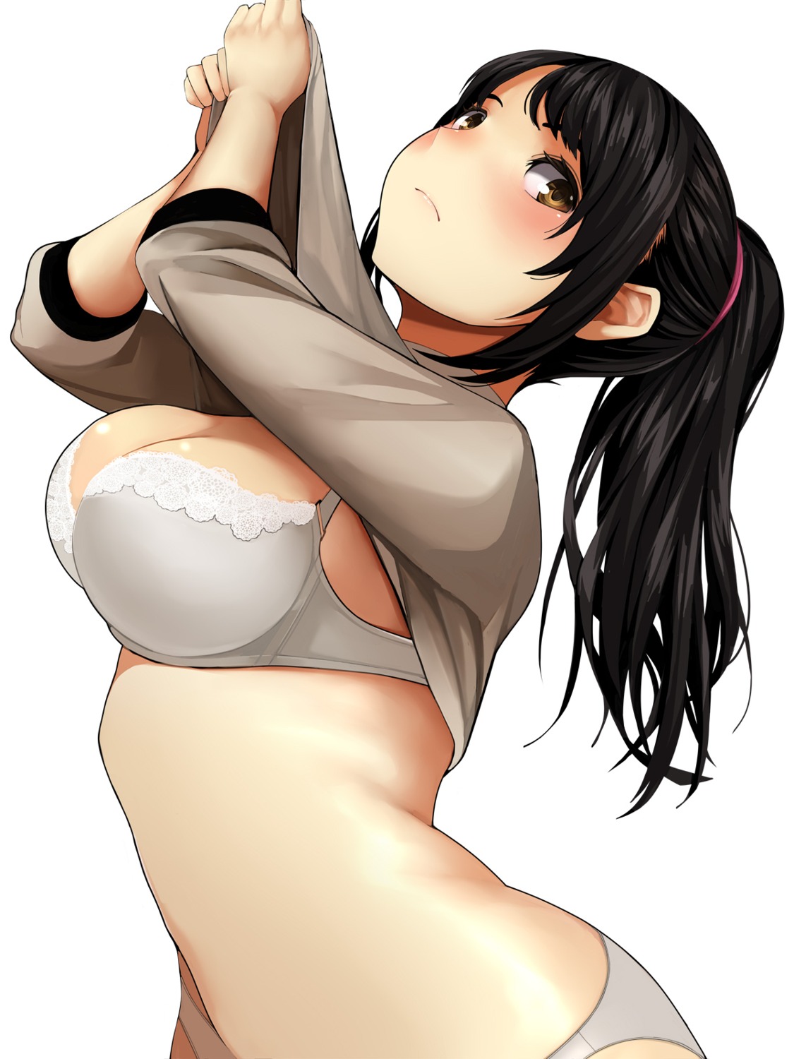 bra nemu_(nebusokugimi) pantsu persona_5 shirt_lift suzui_shiho undressing